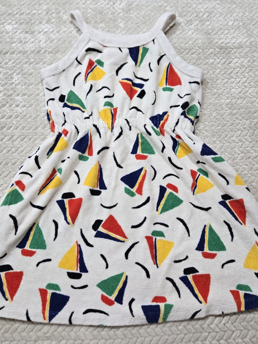 Hanna Andersson Girl's Cotton Terry Beach Dress Pockets Colorful Print Sz 8 130